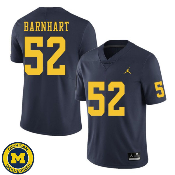 Mens University of Michigan #52 Karsen Barnhart Navy College Game Jersey